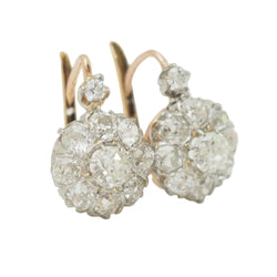 Boucles d'oreilles Dormeuses en or jaune, platine et diamants