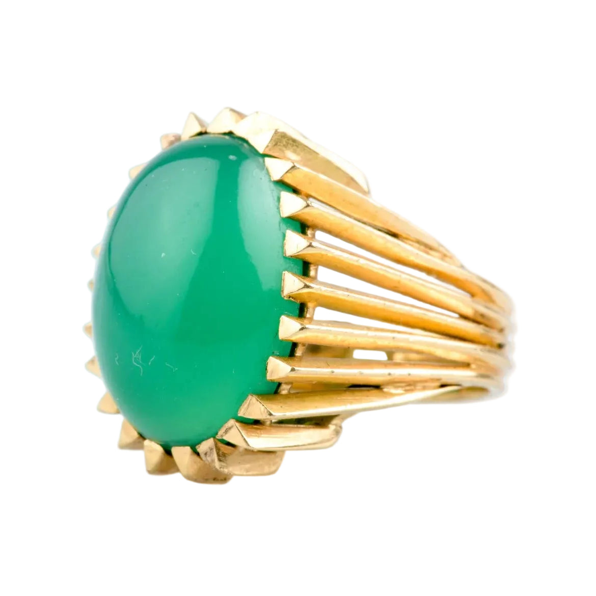 Bague Cocktail en or jaune et chrysoprase
