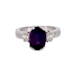 Bague Trilogie en or blanc, saphir et diamants