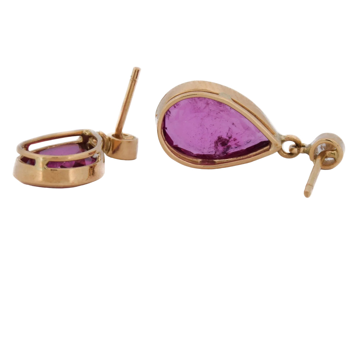 Boucles d'oreilles Pendantes en or jaune, tourmalines et diamants