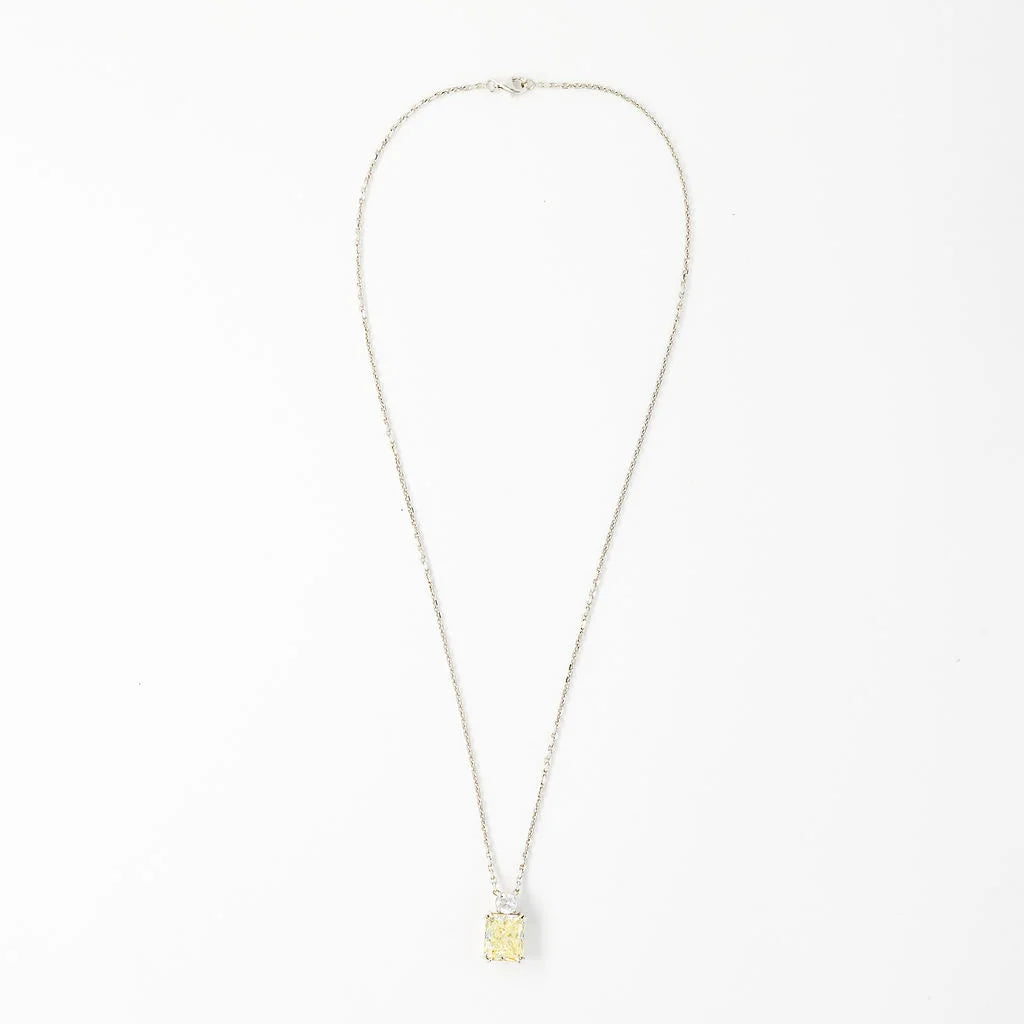 Collier Pendentif en or blanc, diamant fancy yellow et diamant