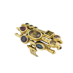 Bague en or jaune et pierres polychromes