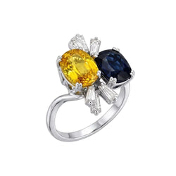 Bague Toi & Moi en or blanc, saphirs et diamants