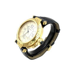 Montre CARTIER "Pasha" en or jaune et cuir