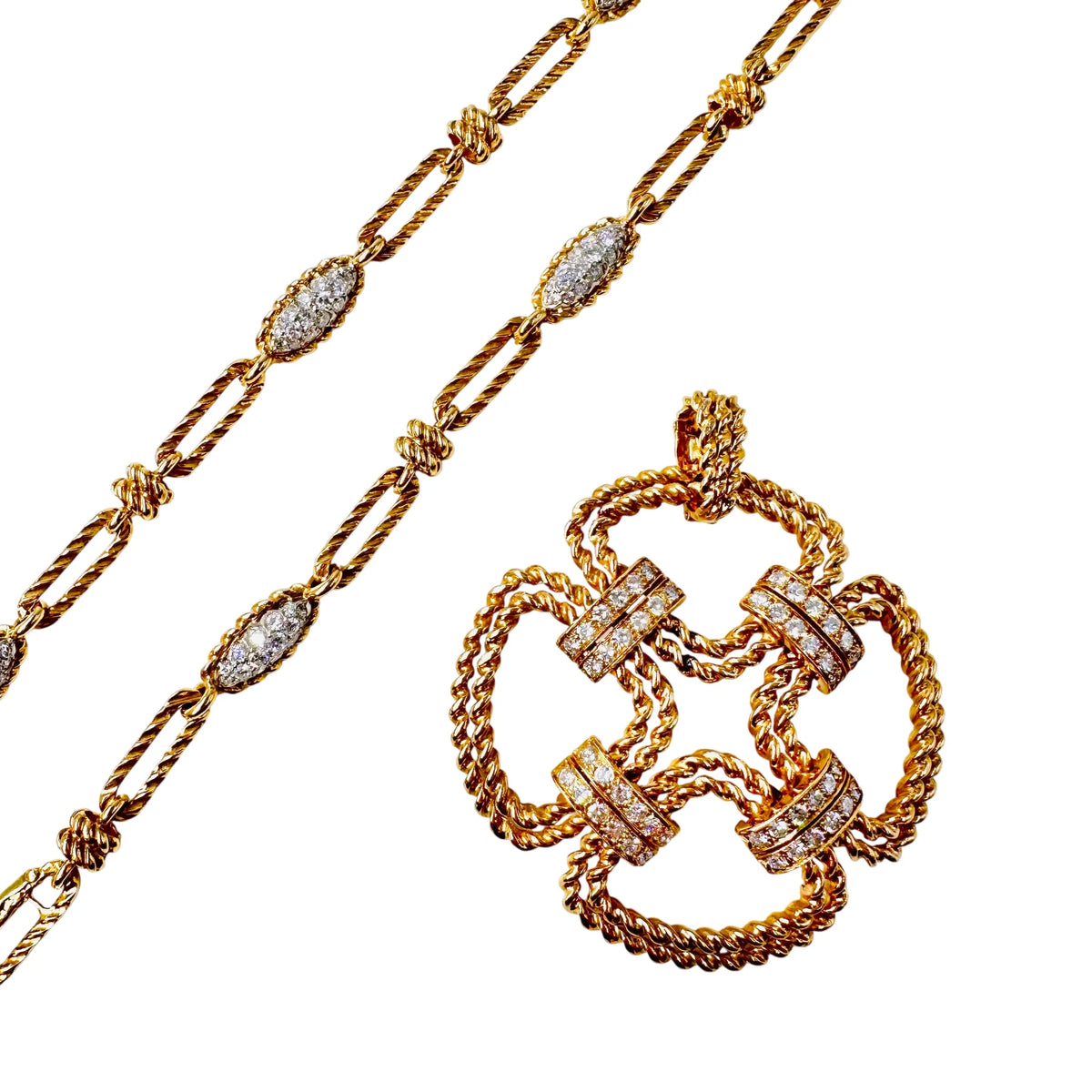 Collier Pendentif FRED en or jaune et diamants