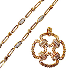 Collier Pendentif FRED en or jaune et diamants