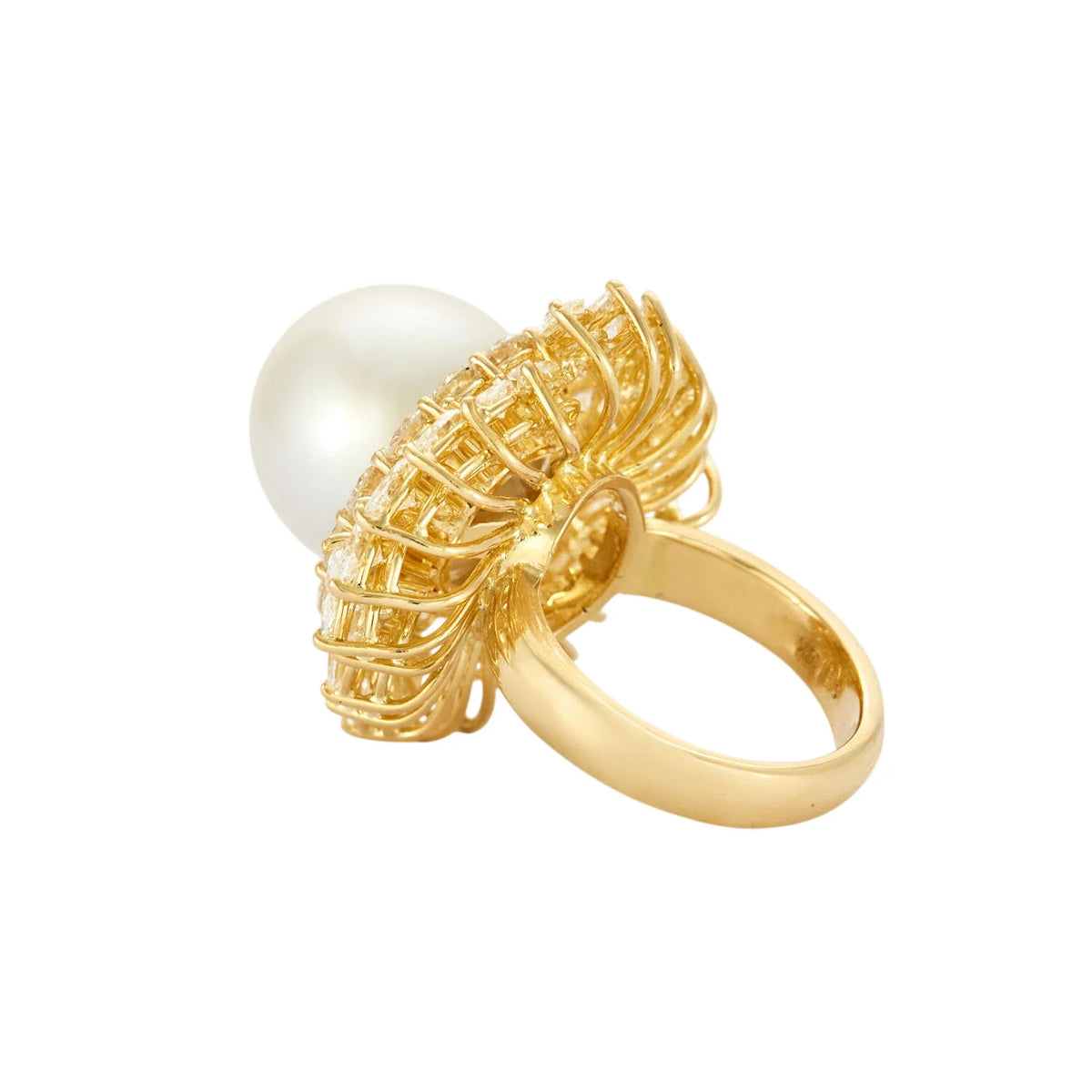Bague Cocktail BUCHERER en or jaune, perle et diamants