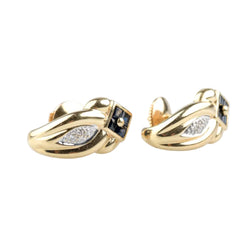 Boucles d’oreilles Puces en or jaune, saphirs et diamants