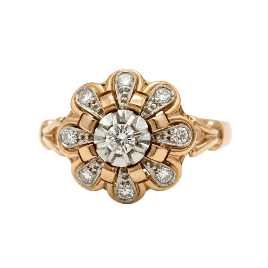Bague Marguerite en or rose et diamants