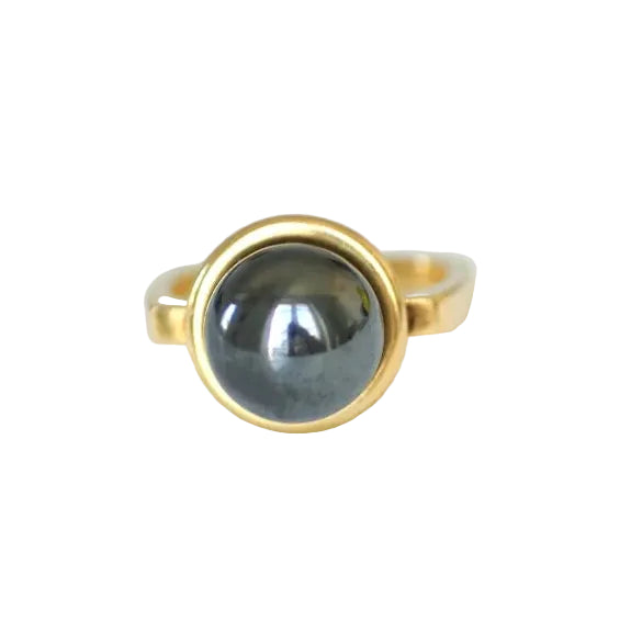 Bague Solitaire DINH VAN en or jaune et hématite
