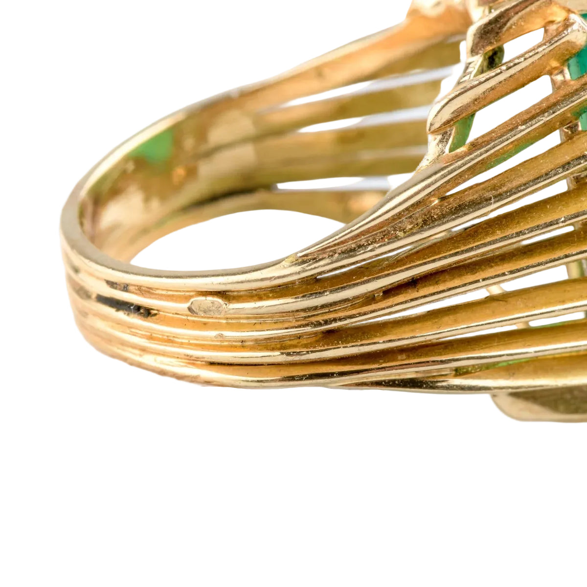 Bague Cocktail en or jaune et chrysoprase
