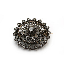 Broche Épingle en or jaune, argent et diamants
