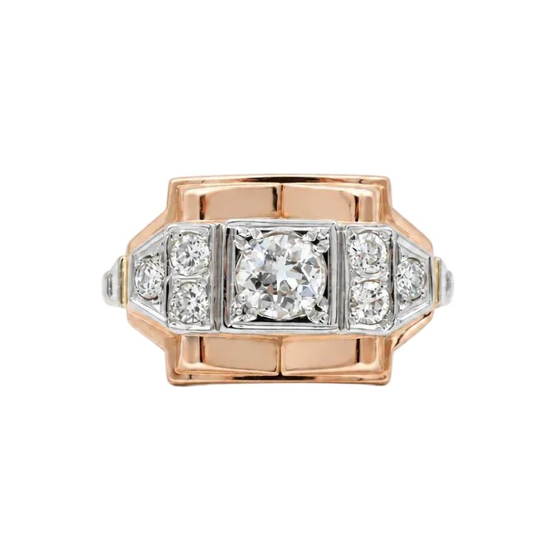 Bague Tank en or rose et diamants