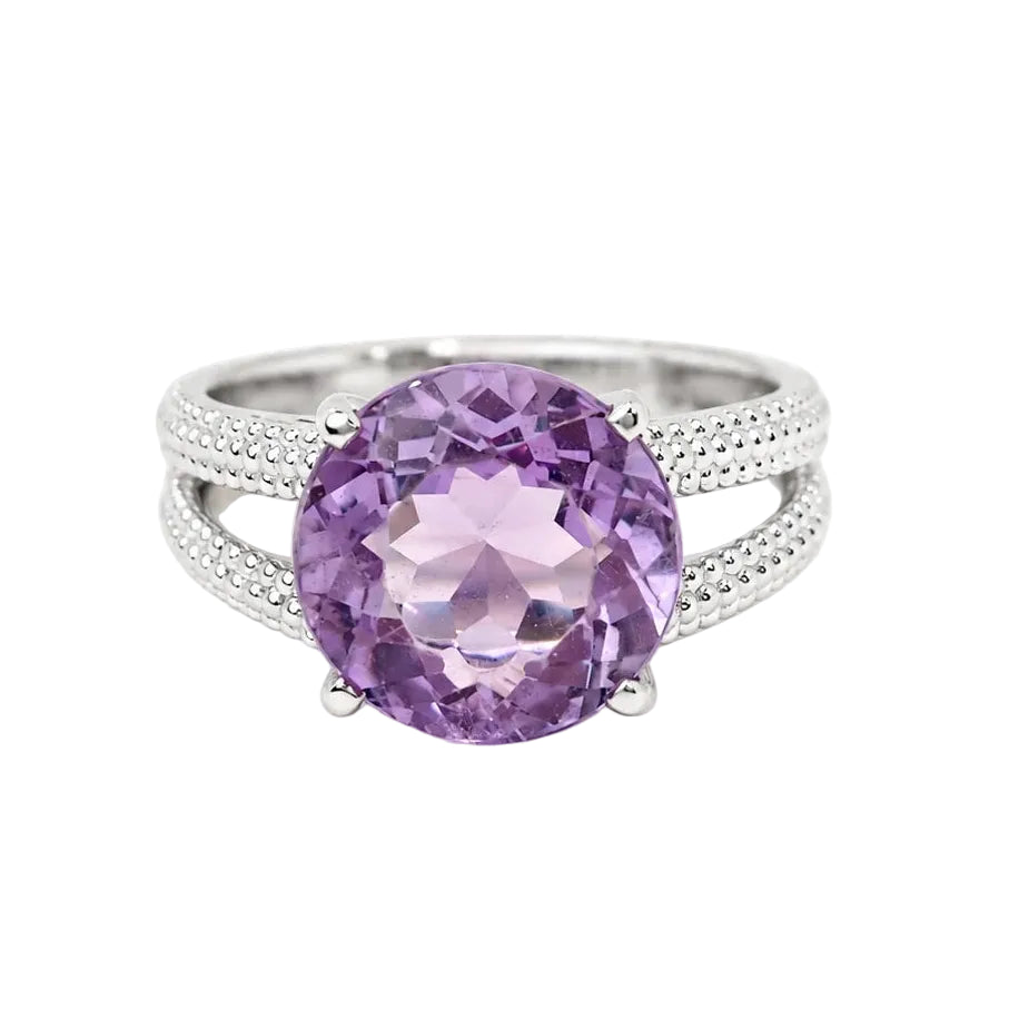 Bague Solitaire MAUBOUSSIN "Chanson d'amour" en or blanc, améthyste et diamants