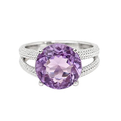 Bague Solitaire MAUBOUSSIN "Chanson d'amour" en or blanc, améthyste et diamants