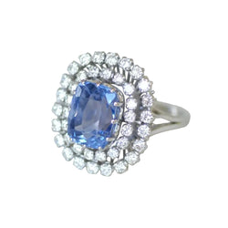Bague Cocktail en or blanc, saphir et diamants