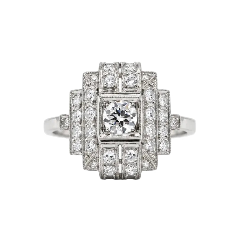 Bague Entourage en platine et diamants