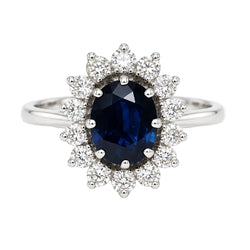 Bague Marguerite en or blanc, saphir et diamants