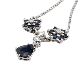 Collier Pendentif en or blanc, saphirs et diamants
