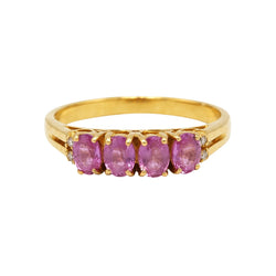 Bague Alliance en or jaune, saphirs et diamants