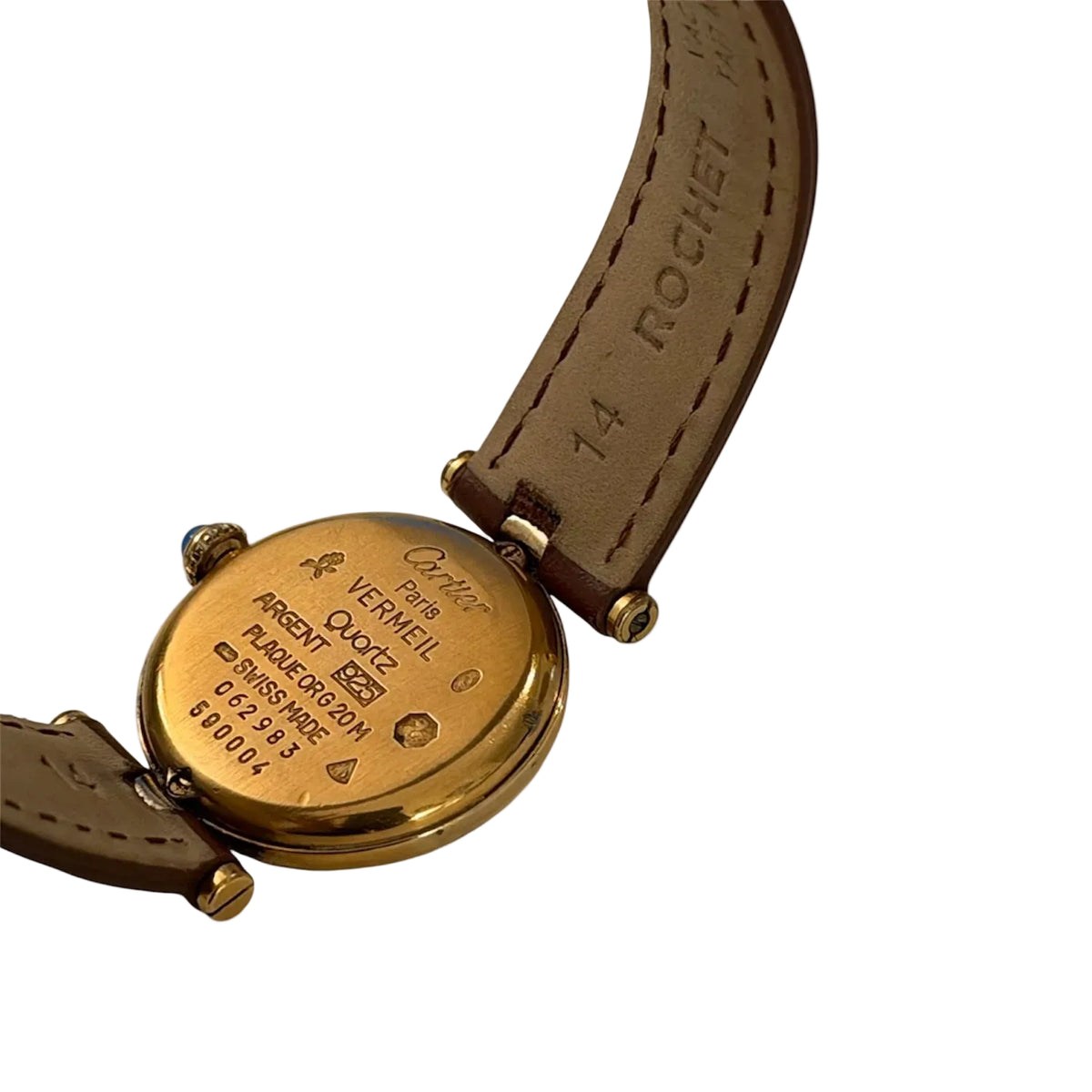 Montre CARTIER "Vendôme" en vermeil, acier et cuir