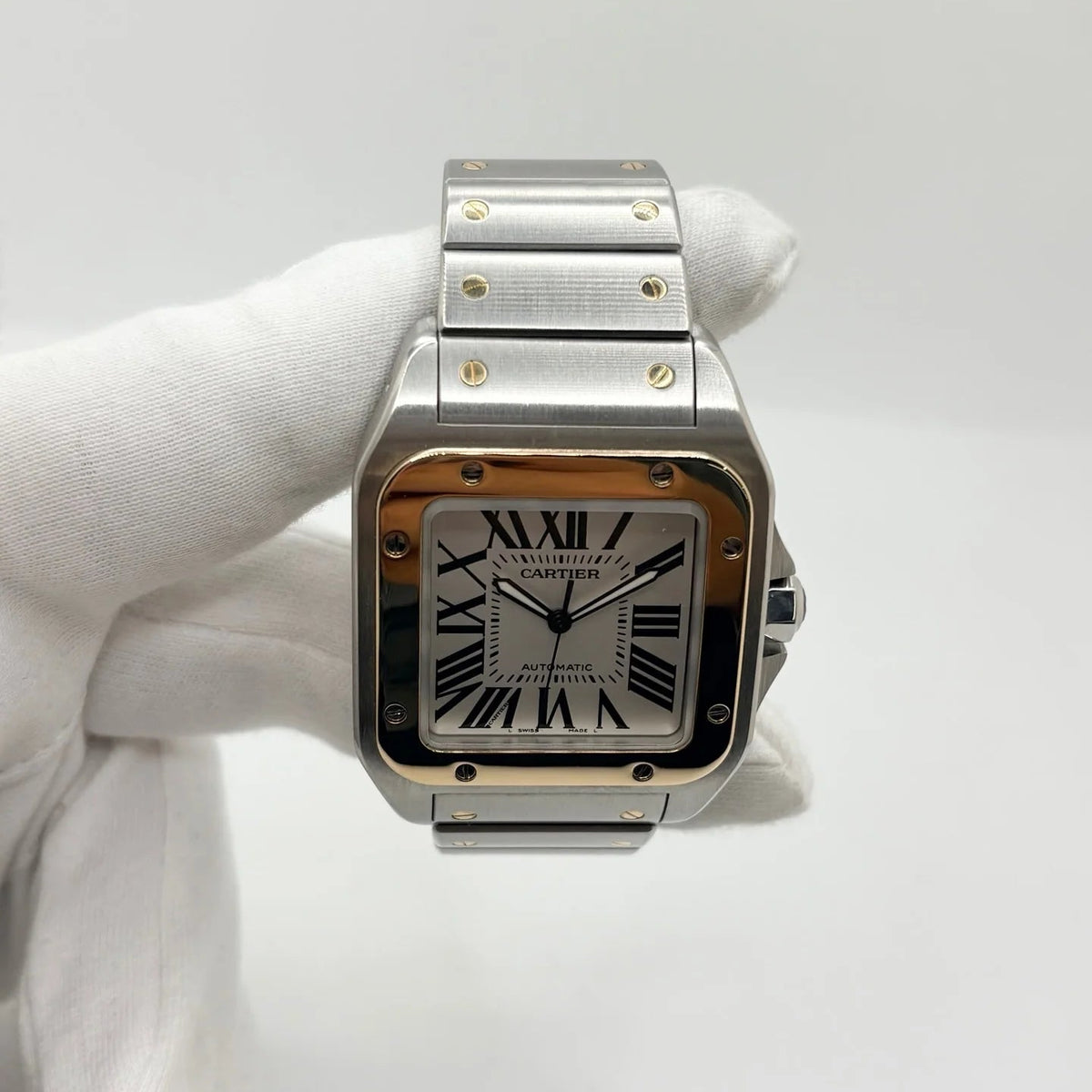 Montre CARTIER Santos 100 en or jaune et acier inoxydable