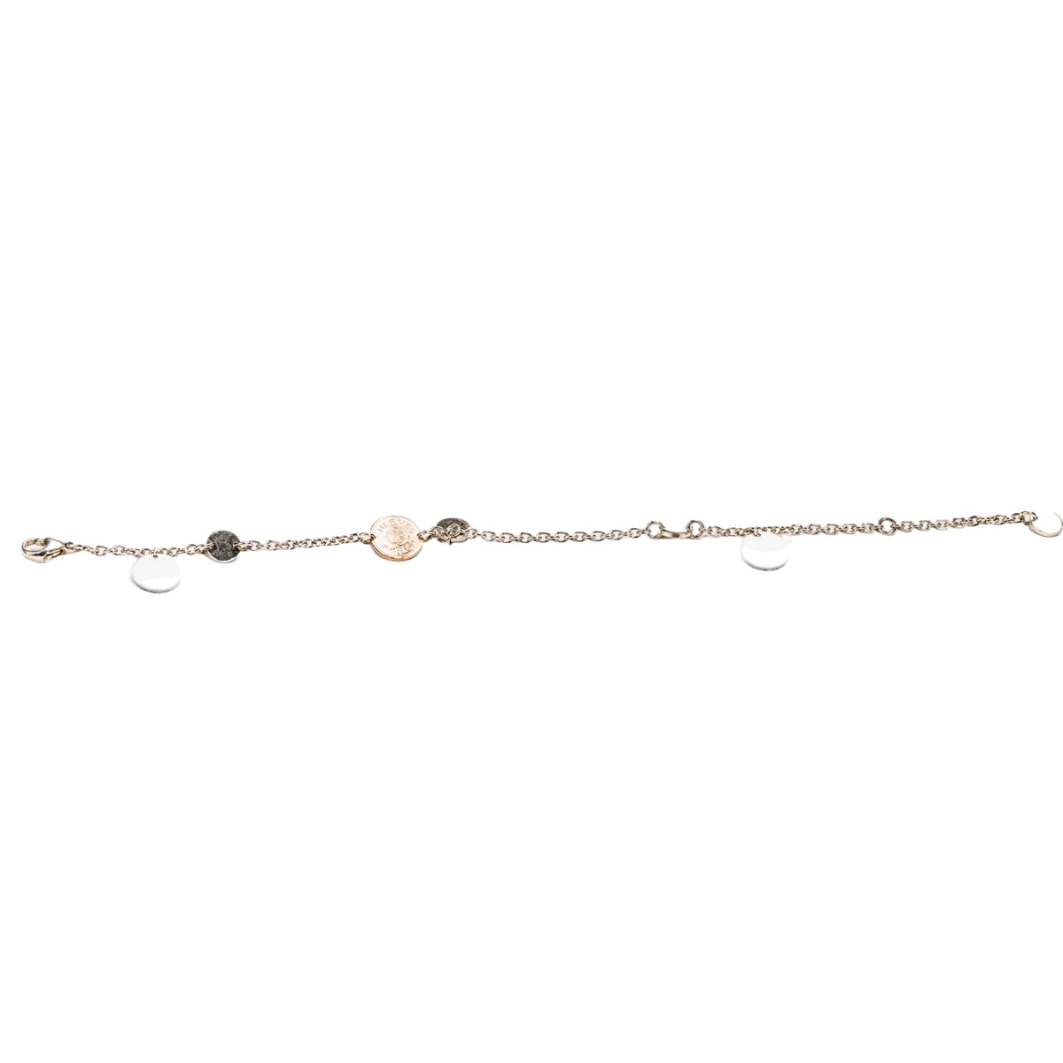 Bracelet Breloques HERMES Ex-Libris en argent et or rose