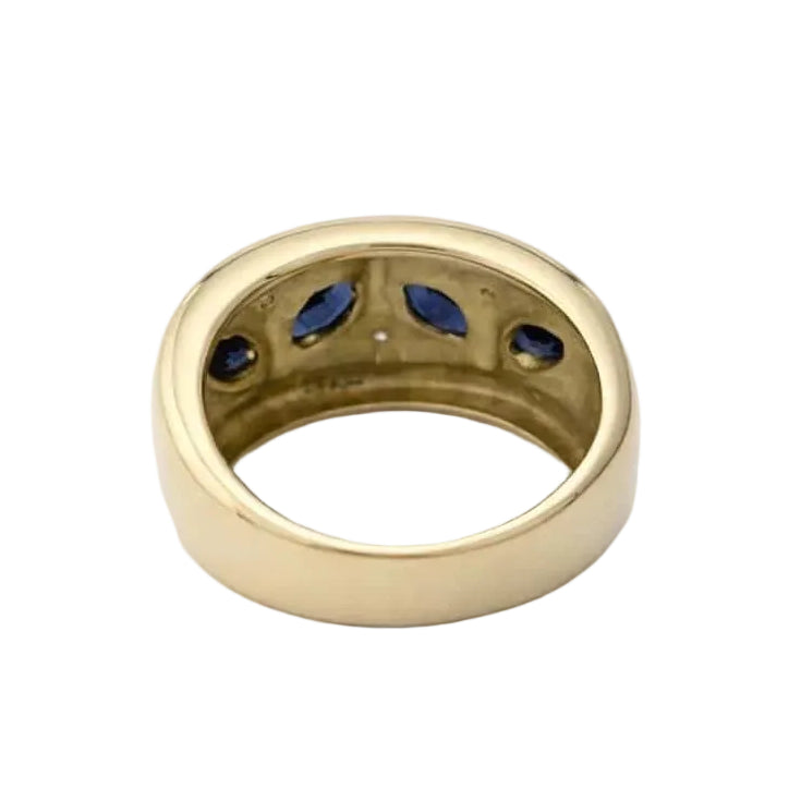 Bague Bandeau en or blanc, or jaune, saphirs et diamants