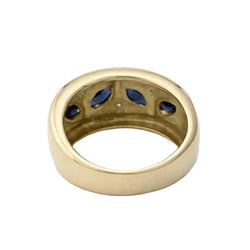Bague Bandeau en or blanc, or jaune, saphirs et diamants