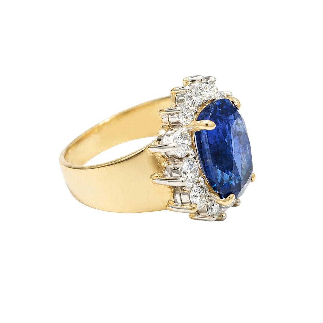 Bague Pompadour en or jaune, saphir et diamants