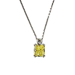 Collier Pendentif en or blanc, diamant fancy yellow et diamant