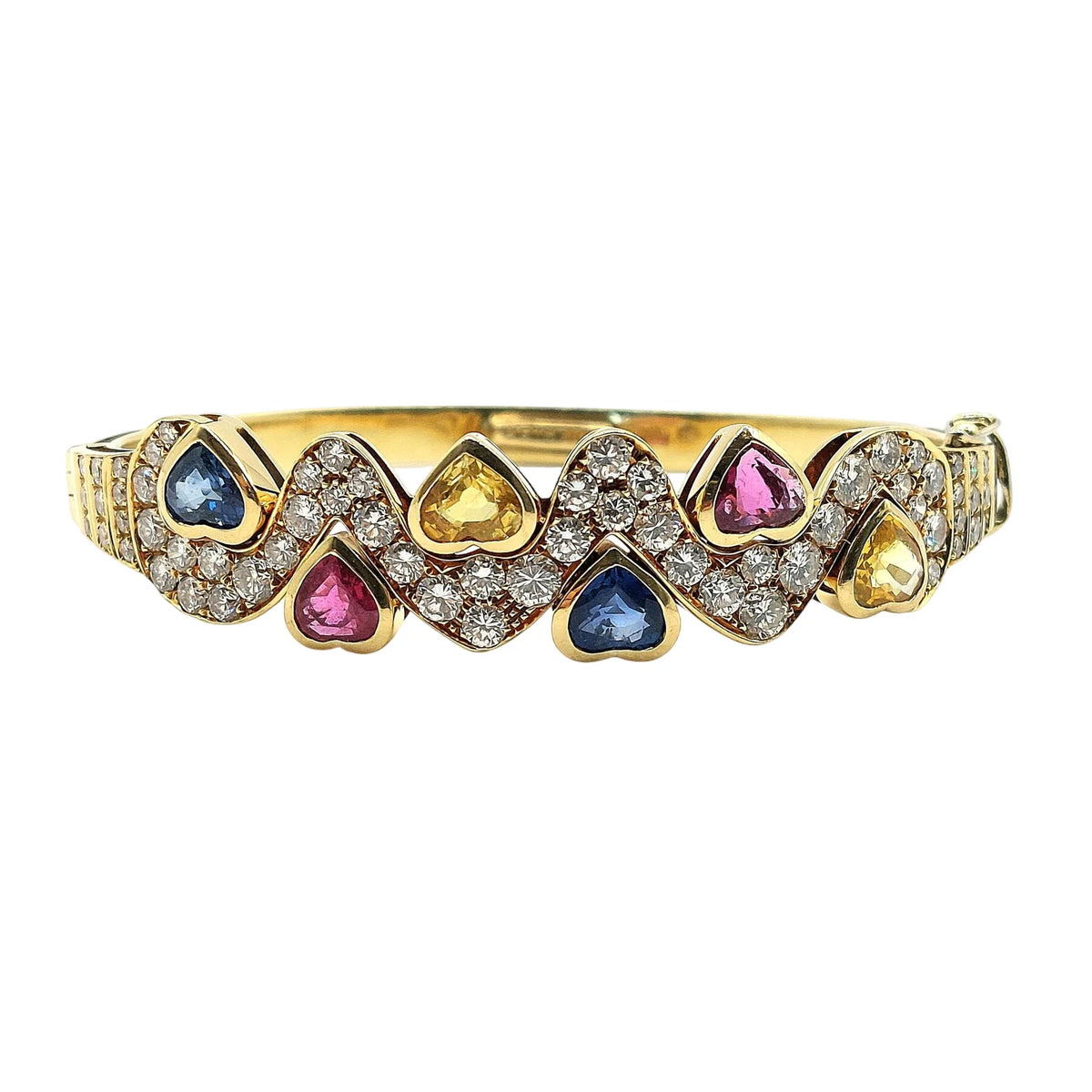 Bracelet Jonc CRISTILLI en or jaune, saphirs et diamants