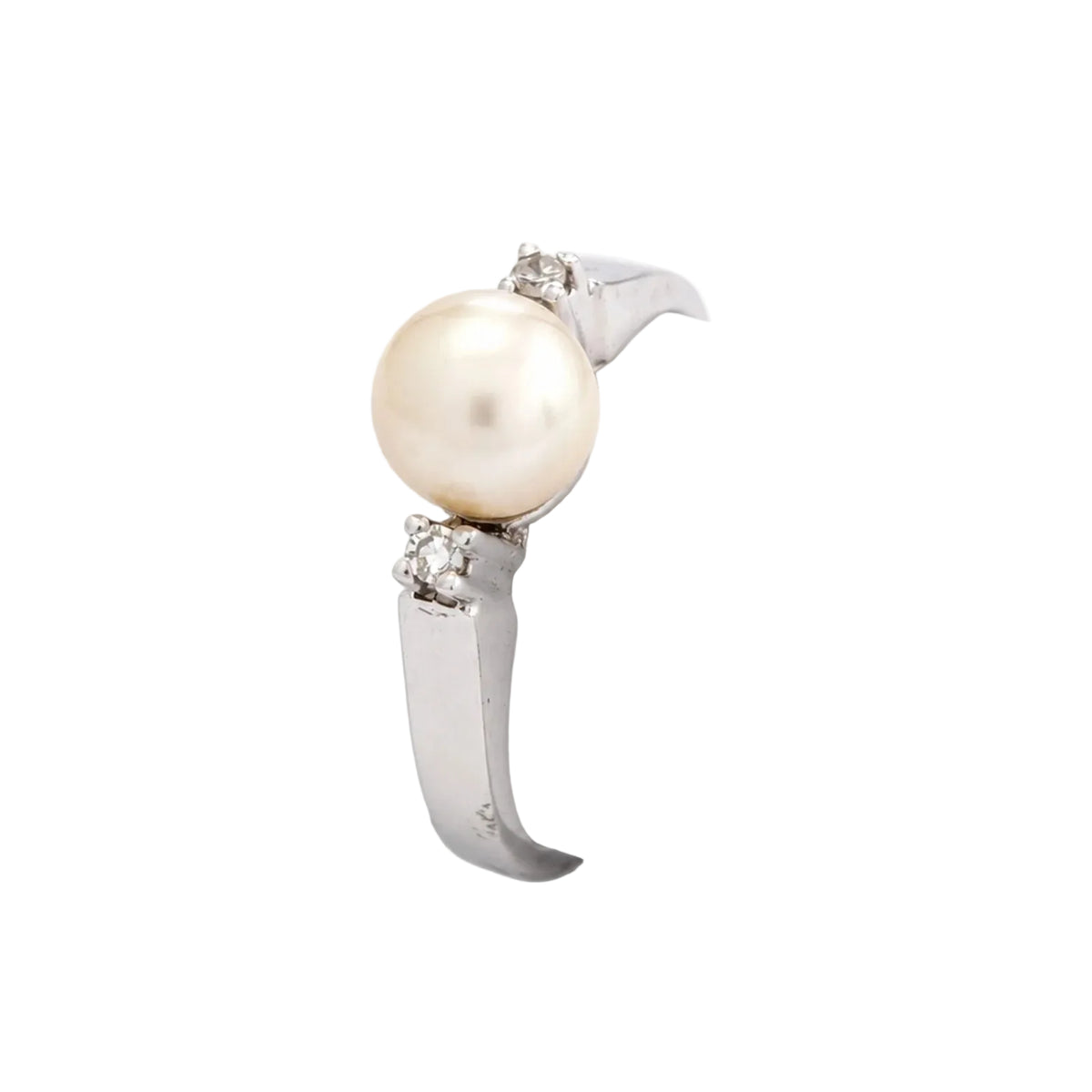 Bague Trilogie en or blanc, perle et diamants