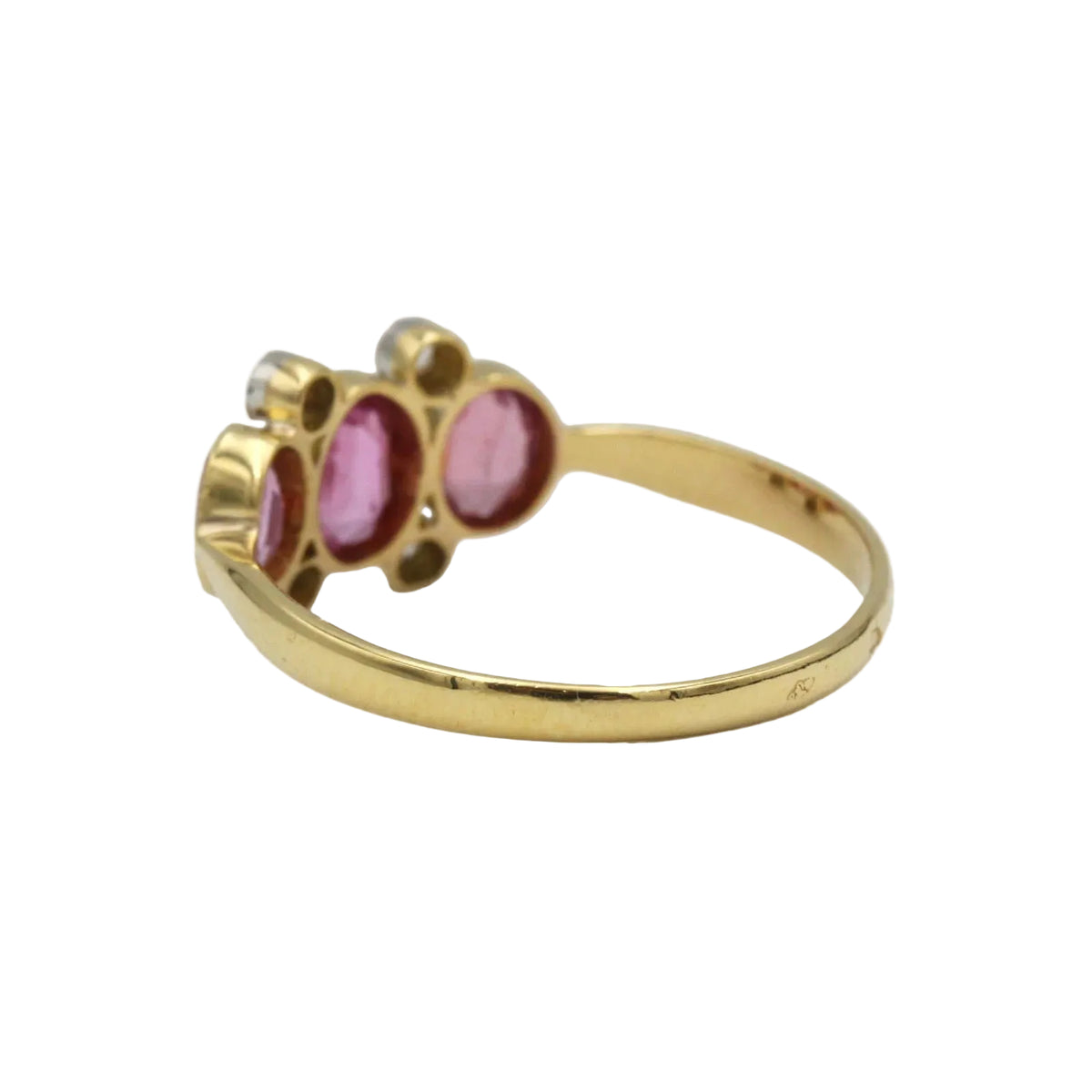 Bague Trilogie en or jaune, saphirs et diamants