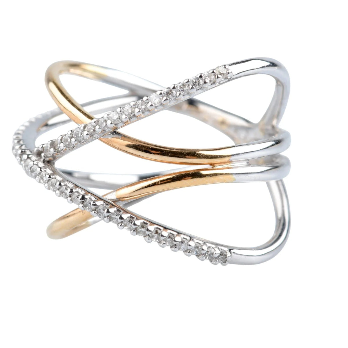 Bague Pavée en or blanc, or jaune et diamants