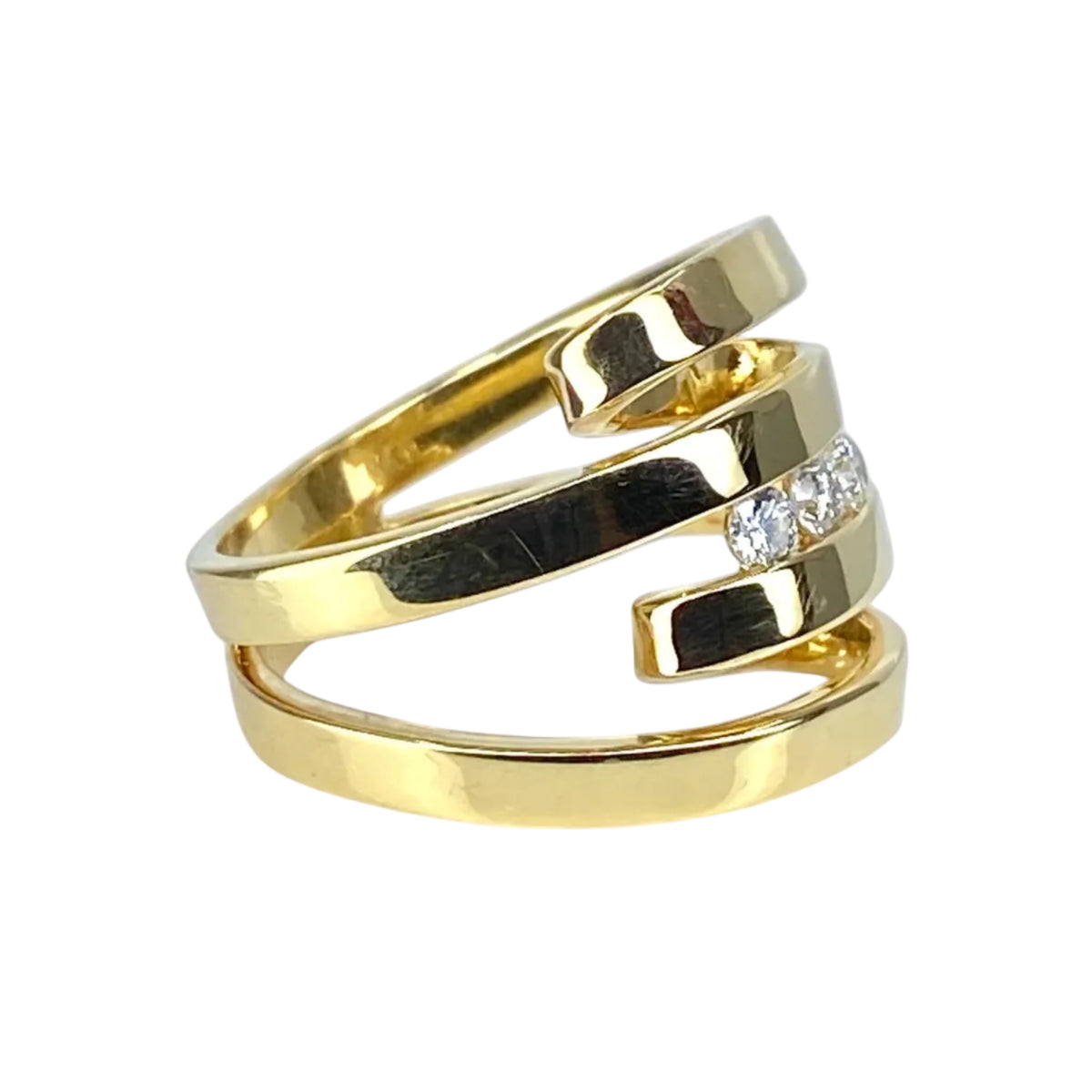 Bague en or jaune et diamants