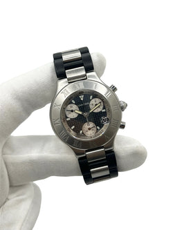 Montre CARTIER "21 Chronoscaph" en acier inoxydable et caoutchouc