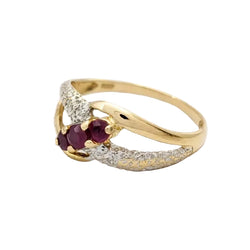 Bague en or blanc, or jaune, rubis et diamants