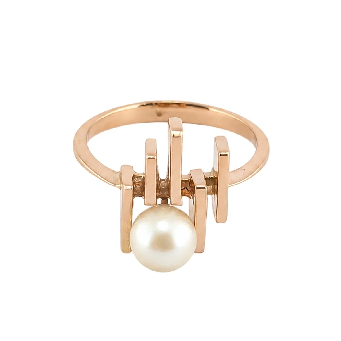 Bague Solitaire en or rose et perle