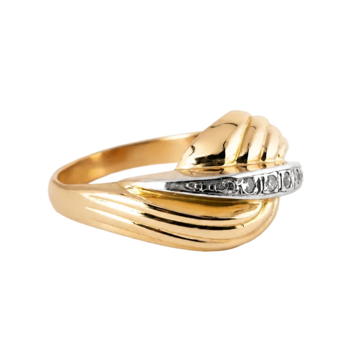 Bague Dôme en or blanc, or rose et diamants