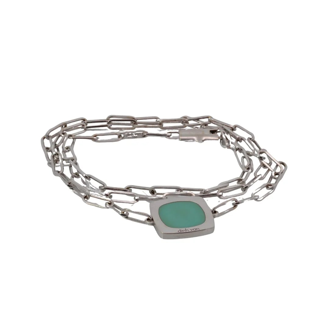 Collier Pendentif DINH VAN Impressions en or blanc et turquoise