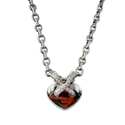 Collier Pendentif CHAUMET Coeur Liens en or blanc et diamants