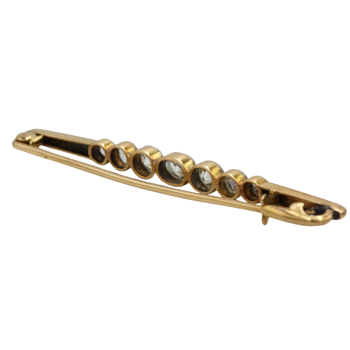 Broche Barrette en or jaune, platine et diamants