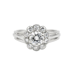 Bague Marguerite en platine et diamants
