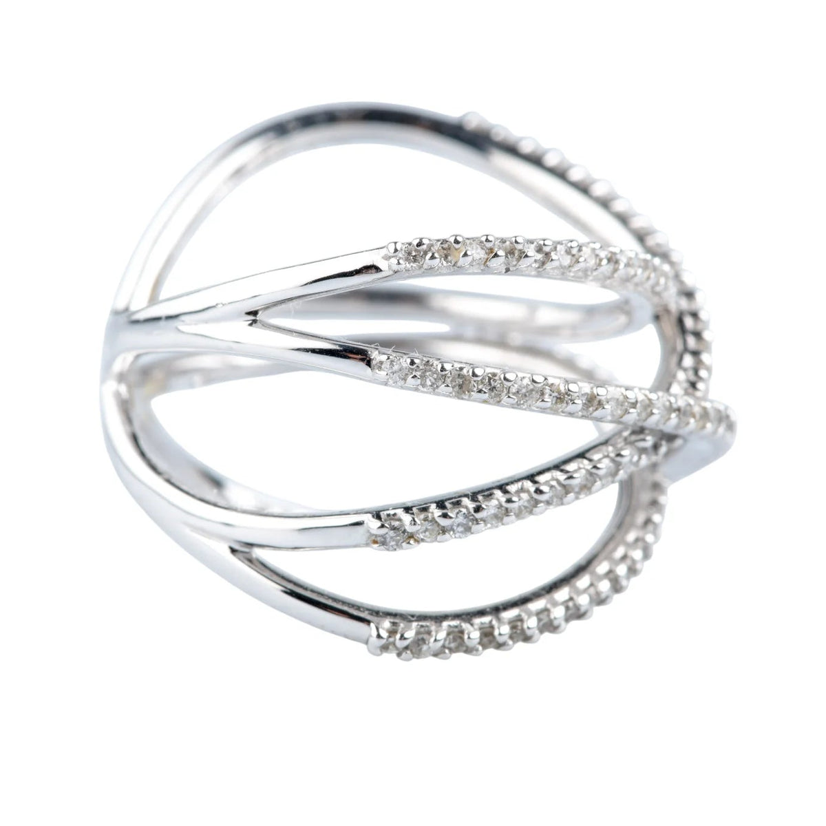 Bague Pavée en or blanc et diamants