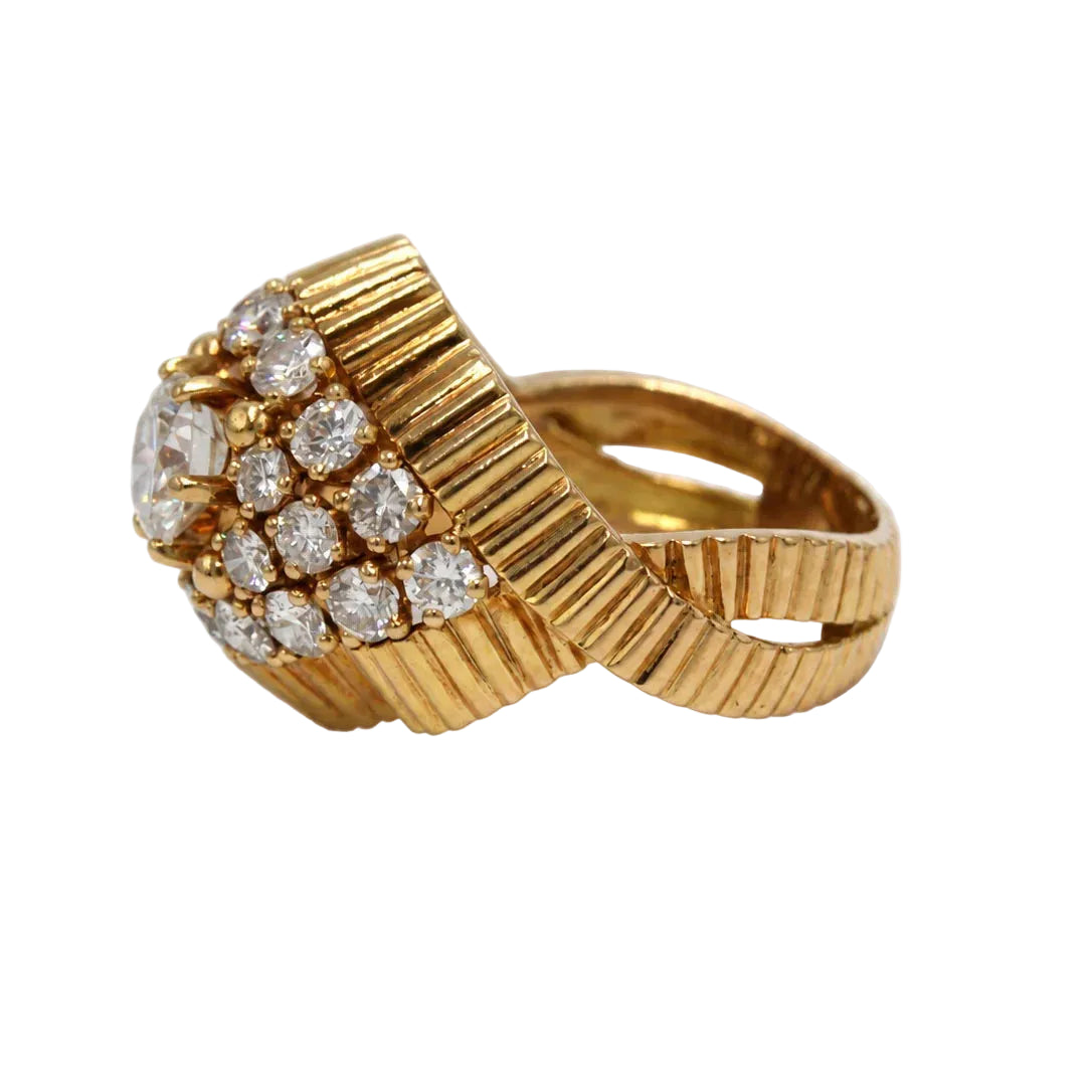 Bague Dôme en or jaune et diamants