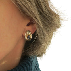 Boucles d'oreilles Clips LALAOUNIS en or jaune, argent et saphirs