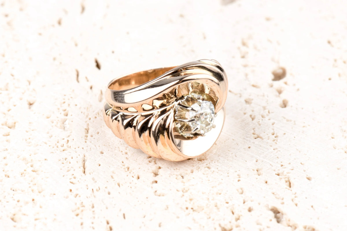 Bague Tank en or rose et diamant