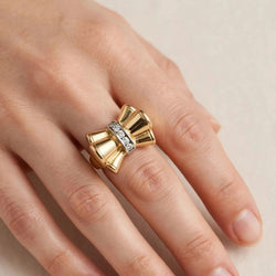 Bague Tank en or jaune et diamants