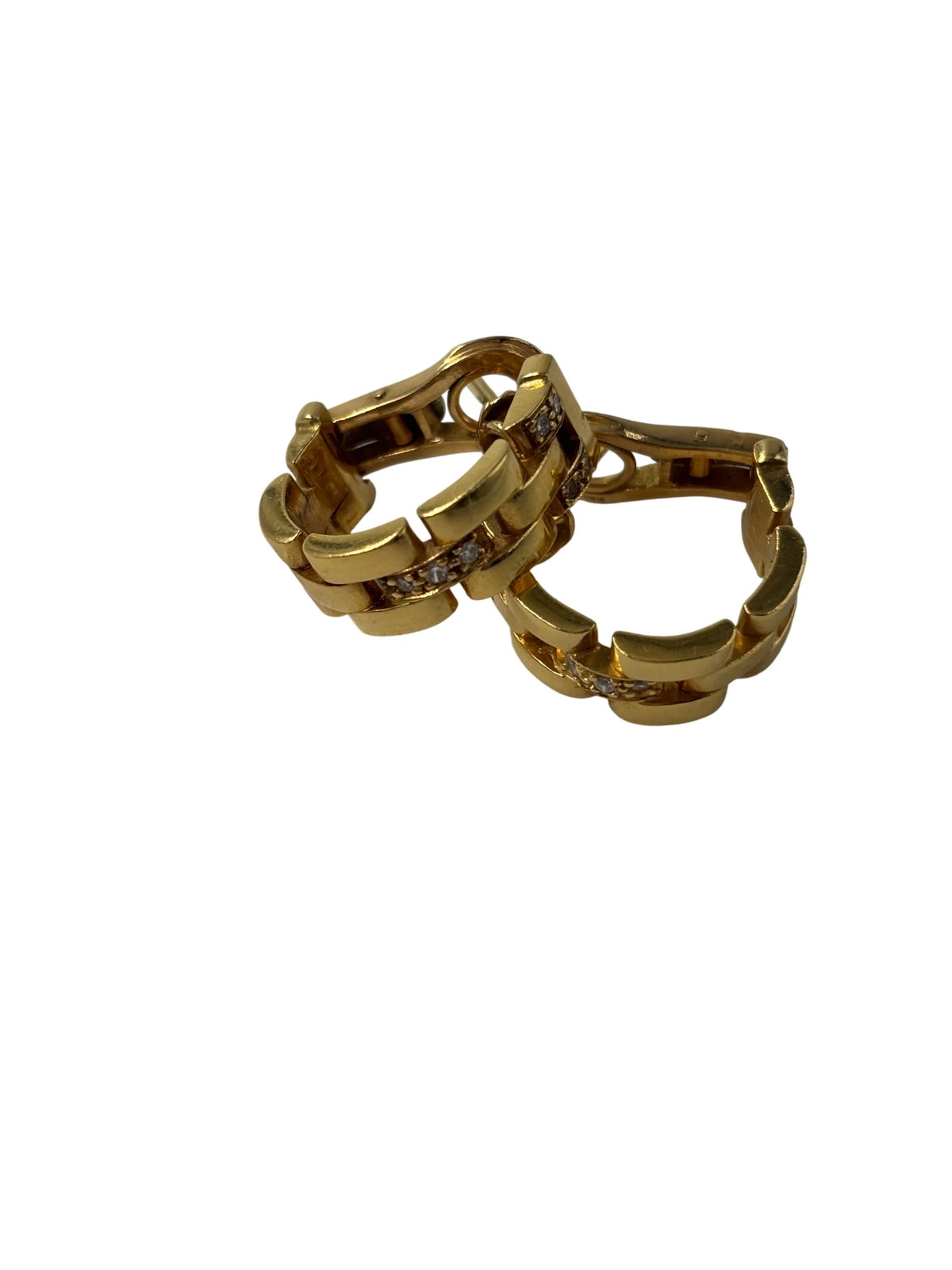 Boucles d'oreilles CARTIER maillon panthère or jaune et diamants